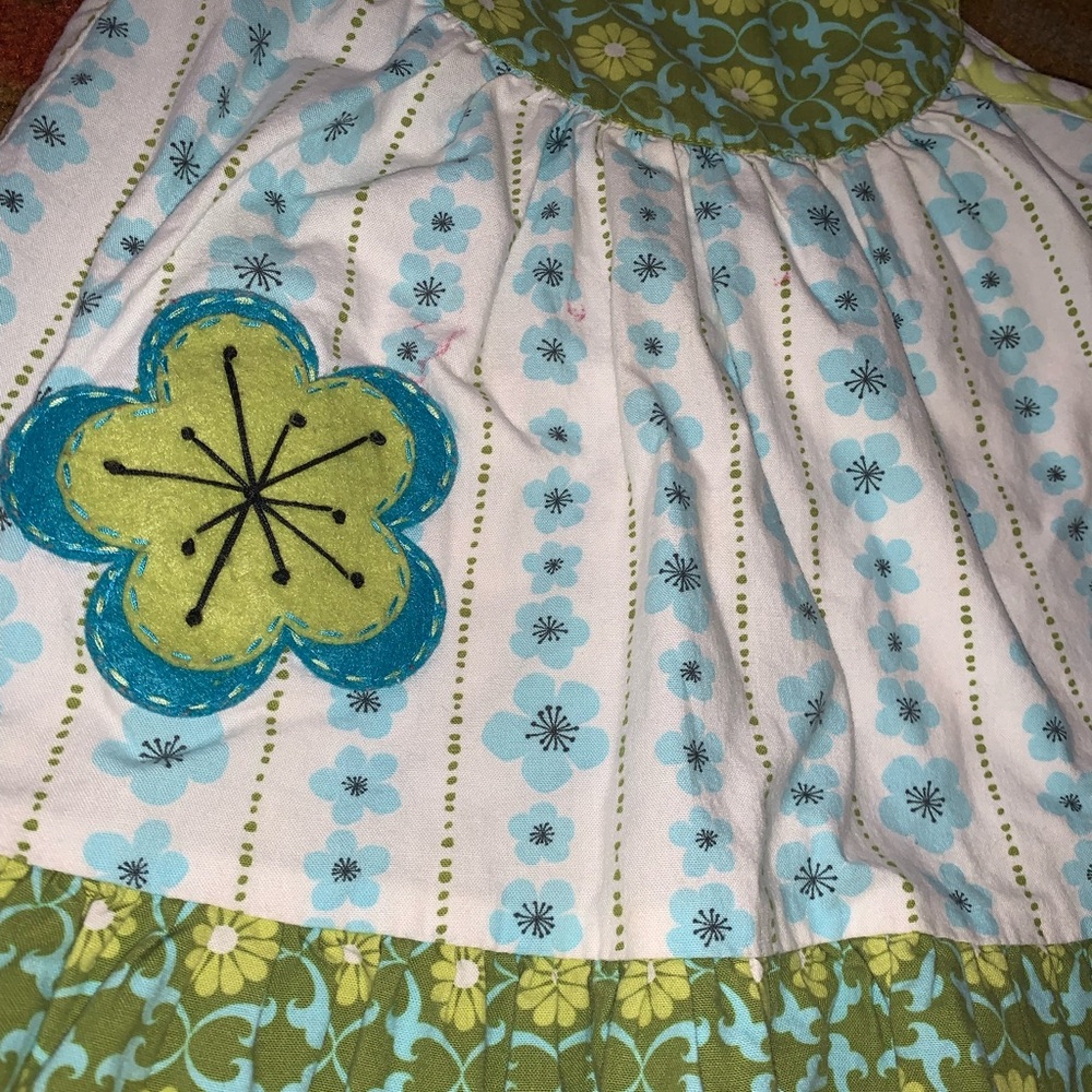Handmade Floral Dress - Blue and Green